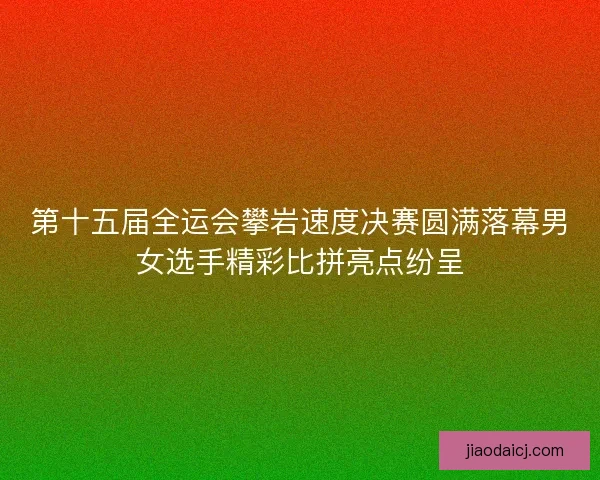 第十五届全运会攀岩速度决赛圆满落幕男女选手精彩比拼亮点纷呈 第十五届全运会攀岩速度决赛圆满落幕男女选手精彩比拼亮点纷呈